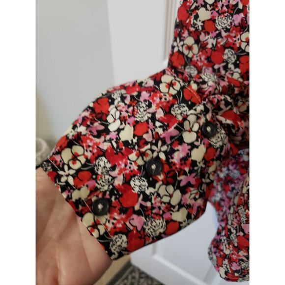 Sanctuary Floral Print Ruffle neck blouse Stitch Fix Size 1XL Cottagecore Office - Picture 6 of 8